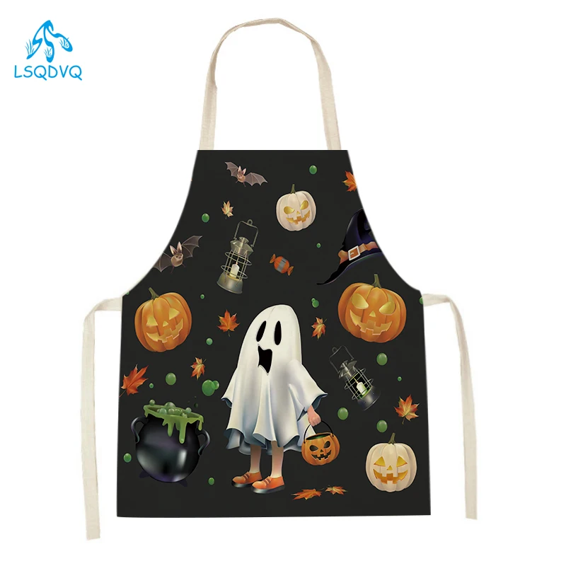 Kitchen Witch Baking - カボチャ魔女柄ハロウィンキッチンエプロン女性男性家庭料理ベーキングクリーニングエプロンかわいい漫画大人子供よだれかけ