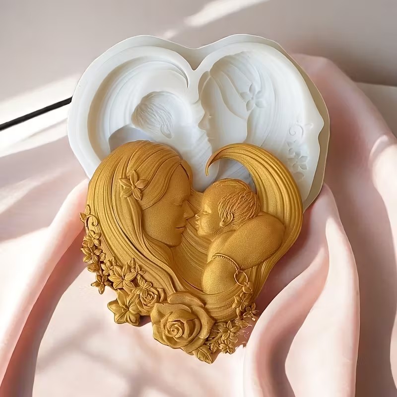Baking Kitchen Design - 1個入りDIYシリコンケーキ型、母と子のデザイン-ミルクムース、チョコレート、フォンダンベーキングに最適-再利用可能なキッチン用品
