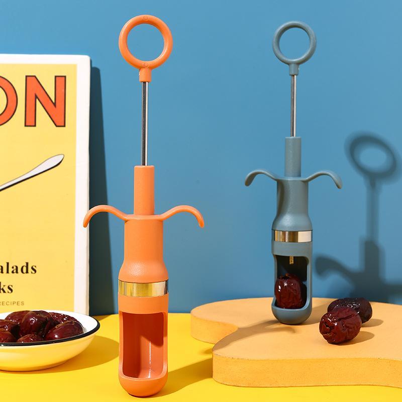 Kitchen And Baking Tools - 滑り止めハンドル付きチェリー・赤ナツメ種抜きツール 家庭用キッチンベーキング・フルーツ加工アクセサリー