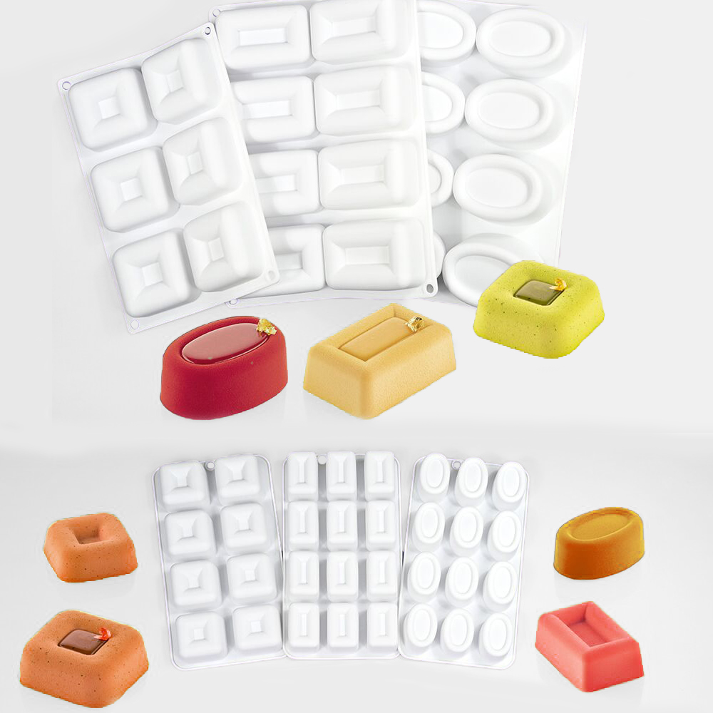 Baking Kitchen Design - サヴァリンムースケーキ型、正方形、長方形または楕円形、上部凹型デザイン、キッチンベーキング用品、プリンデザート