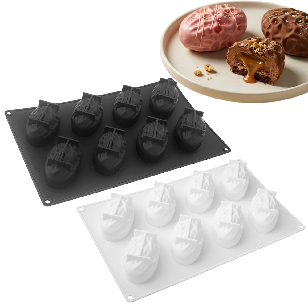 Baking Kitchen Design - 3または8セルのナツメヤシ型食品グレードシリコンムースケーキ型チョコレート型DIYソープ型キッチンデザートベーキングツール