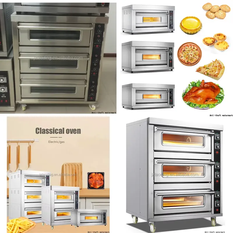 Commercial Kitchen Baking Equipment - 2026年式 3段6トレー業務用厨房オーブントースターベーカリーマシン機器 ピザ焼きオーブン 電気パンケーキデッキオーブン