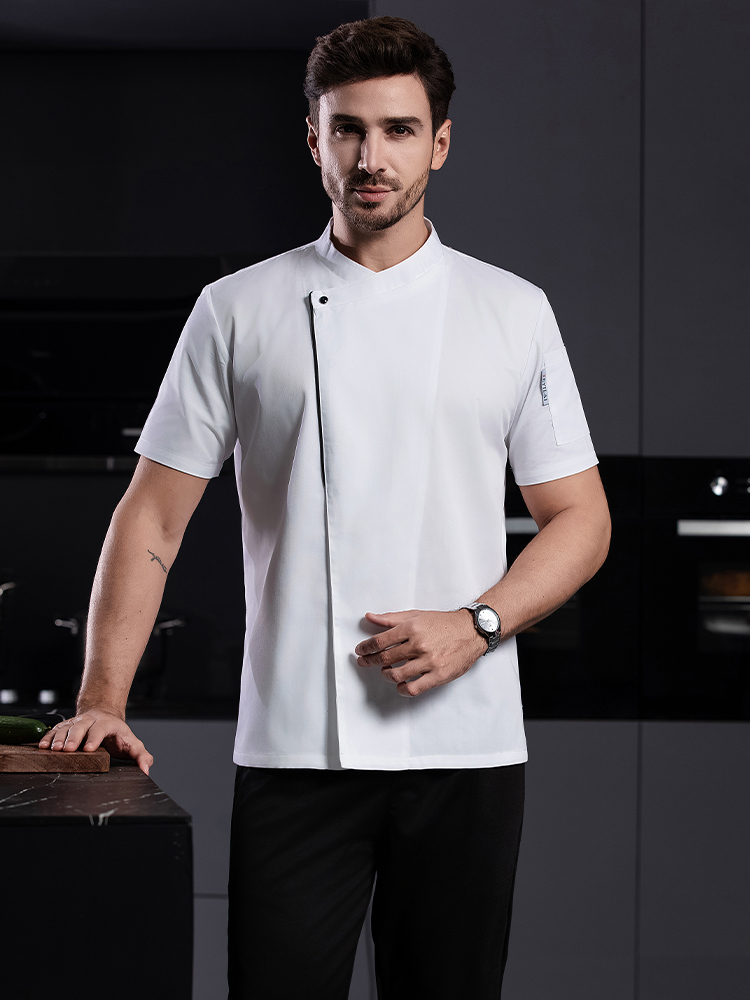 Kitchen Baker - 食品調理黒白シャツケータリングキッチンシェフコートベーカーペストリー作業服ホテル服ハイエンド綿クックジャケット