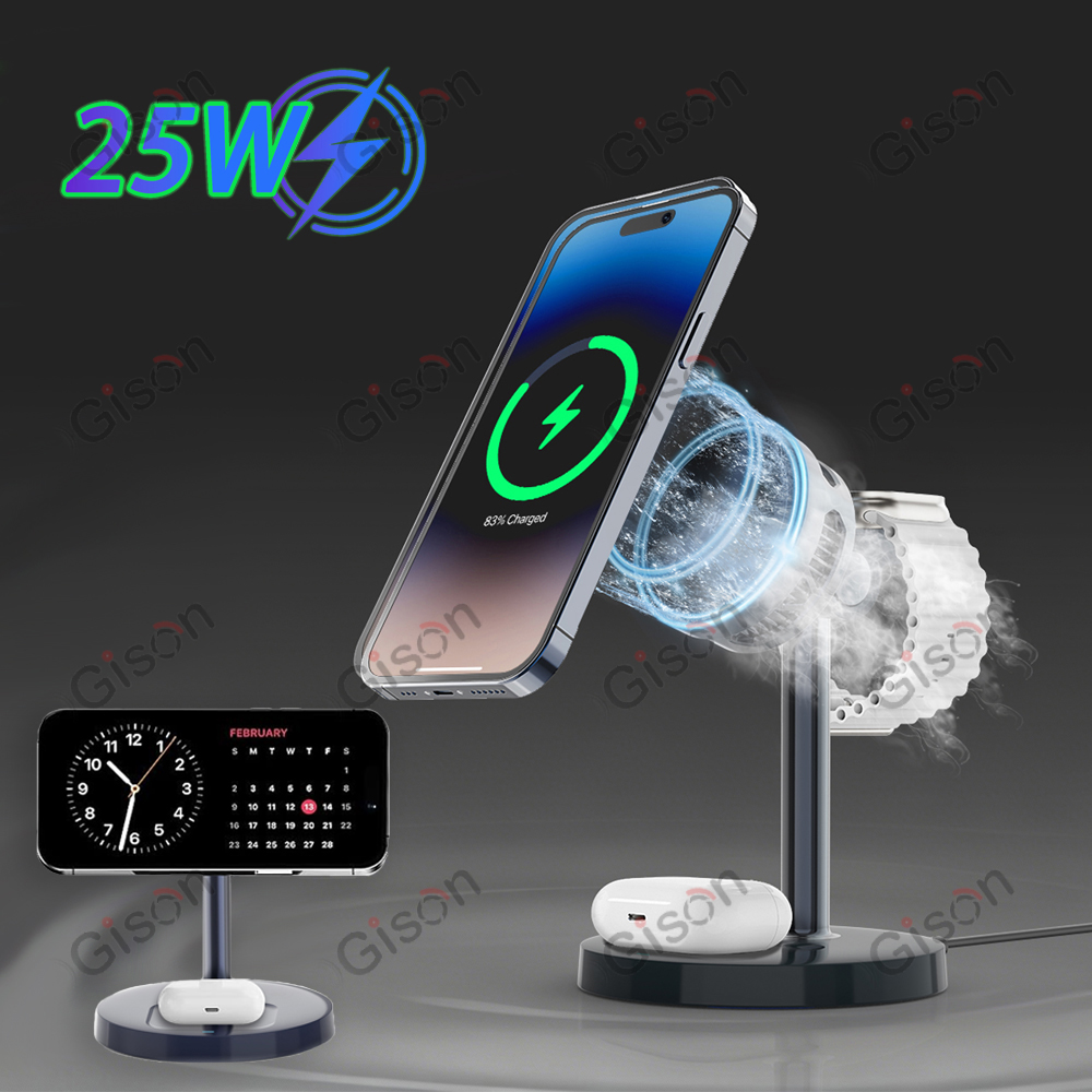 Cooling Rack Wire - 磁気式3in1ワイヤレス充電器 25W Qi2.2 半導体冷却スマホスタンドファン 放熱機能付き Magsafe対応