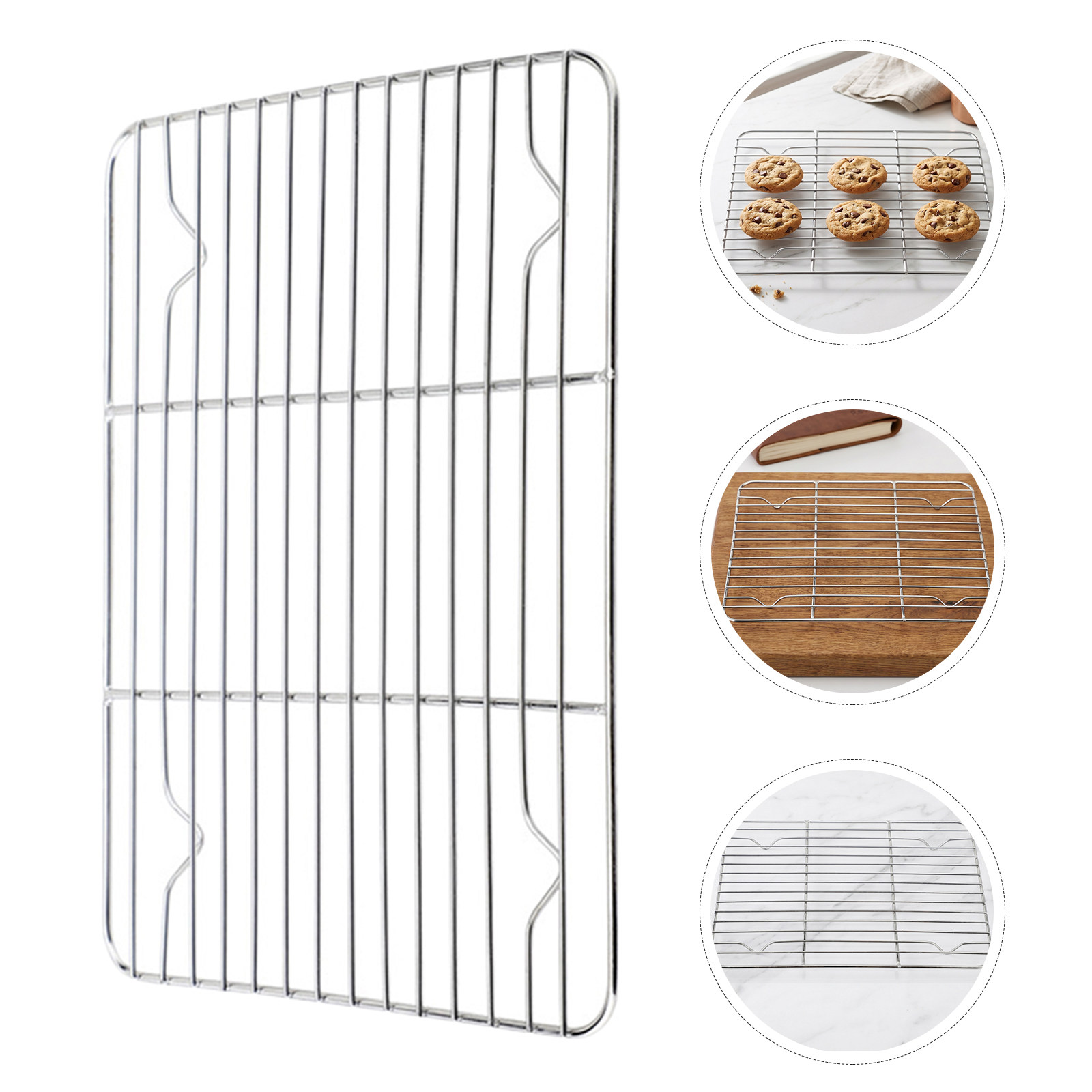 Cooling Rack Wire - ステンレス製焼き網2個組。冷却ラック、ワイヤー製、蒸し器、オーブン、エアフライヤー、ロースト、グリル用。食洗機対応。サイズ：9x7。