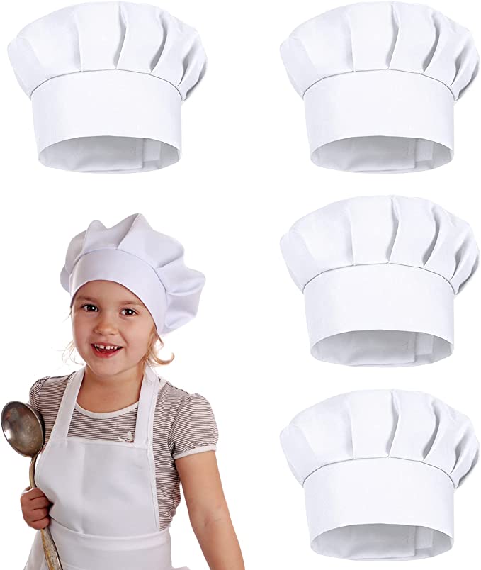 Kitchen Baker - 4個入り ホワイトパーティーキャップハット コスチューム キッズシェフハット 21cm 子供用ベーキングベビーキッチン