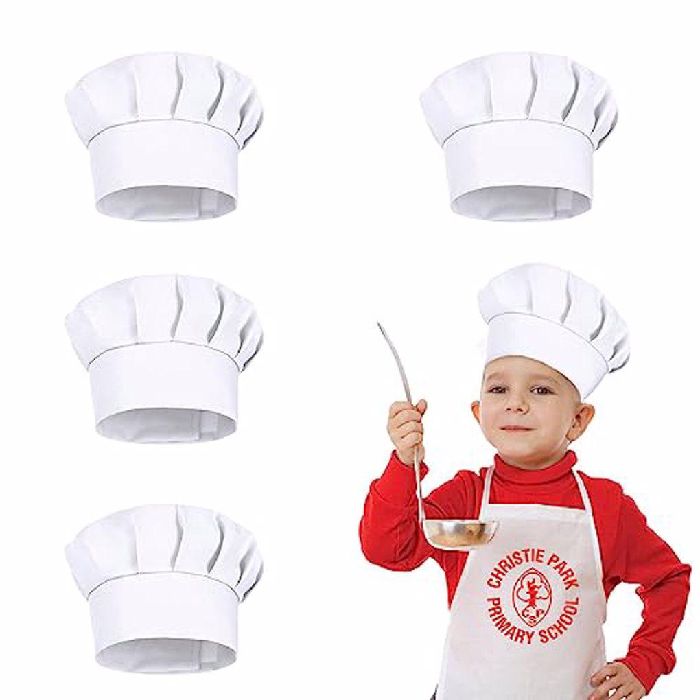 Kitchen Baker - 4個入り 高さ21cm キッズベーキング ベビーキッチン ホワイトパーティーキャップハットコスチューム キッズシェフハット