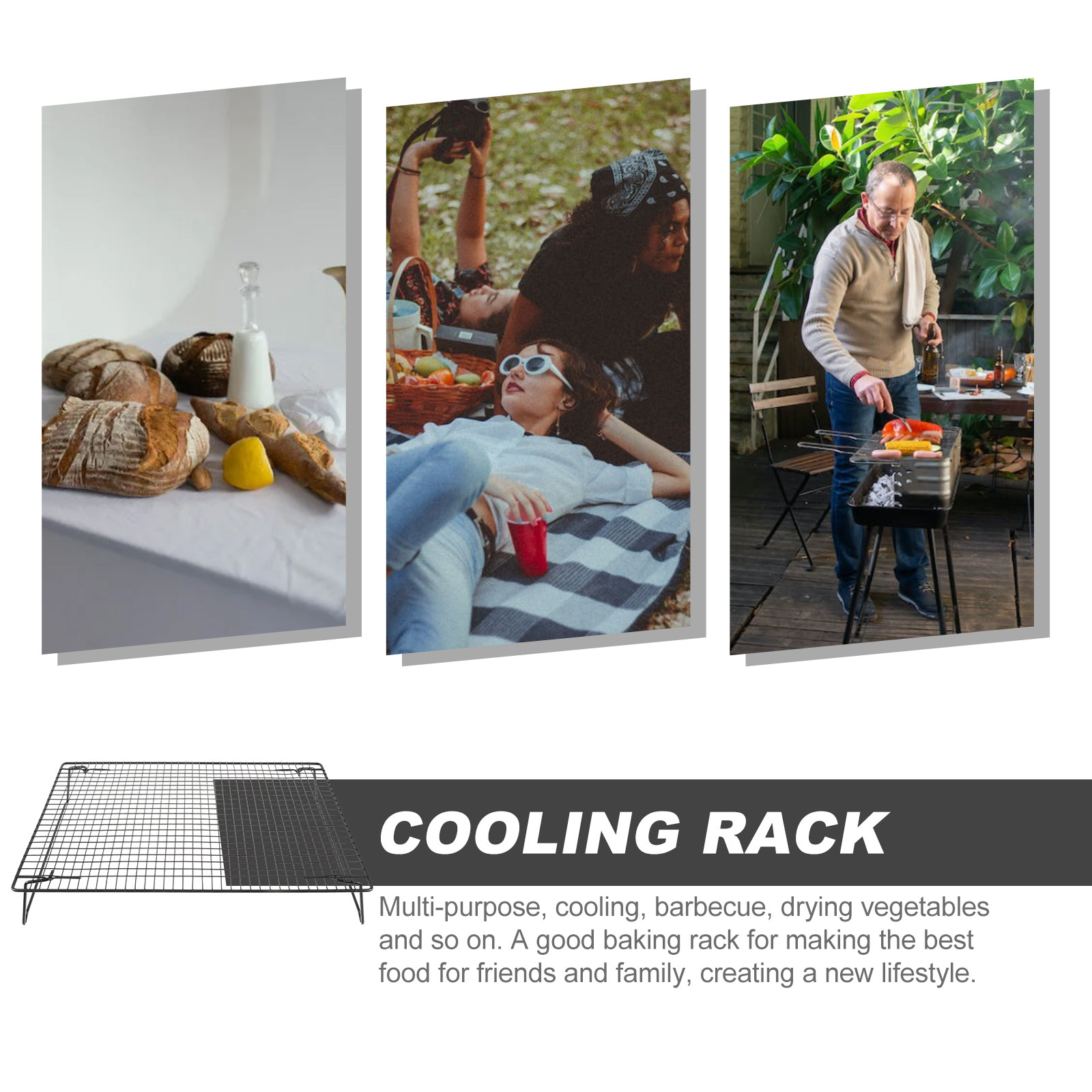 厚い炭素鋼製冷却ラック、ベーキング、調理、BBQ、野菜乾燥用 - Cooling Rack Wire のレビューと価格
