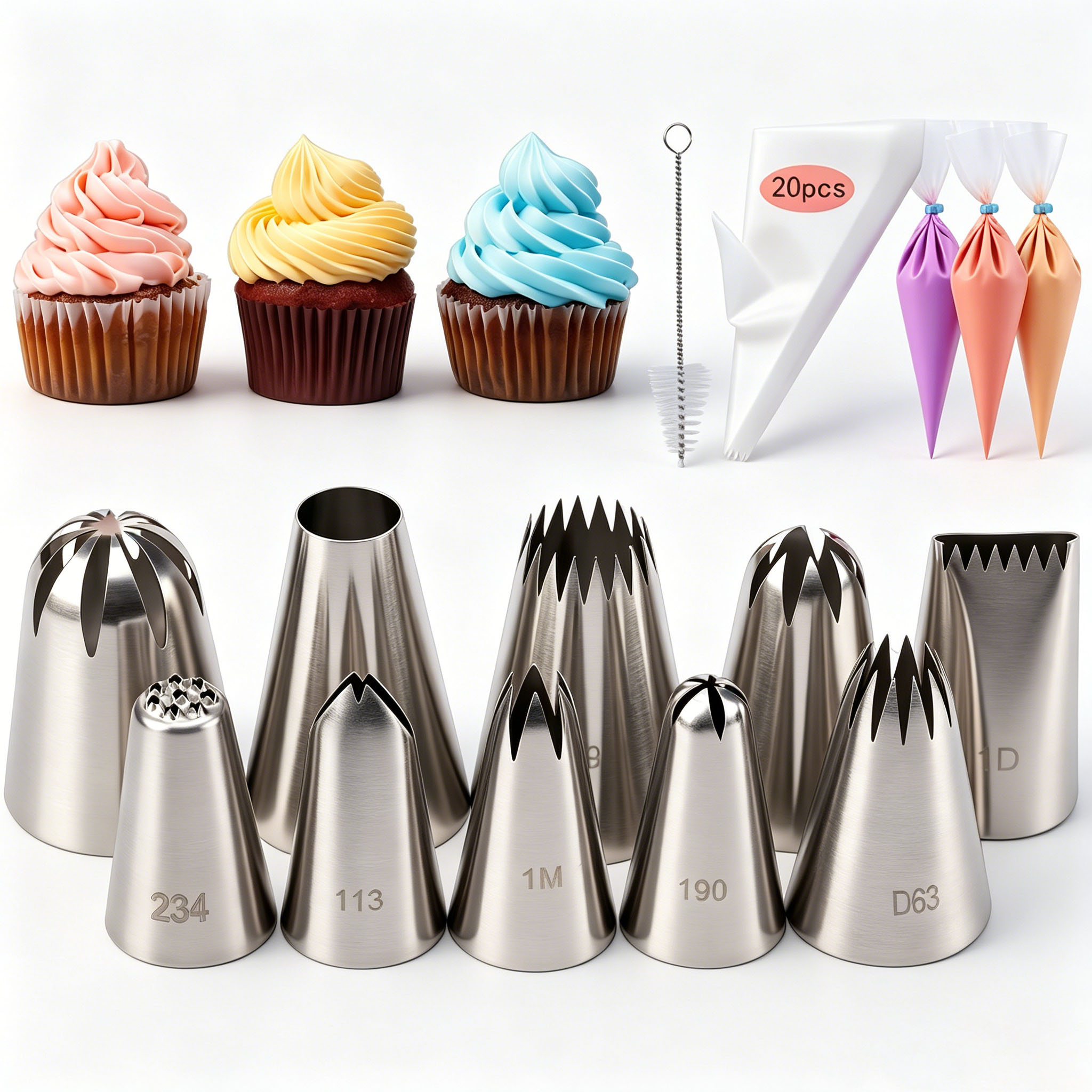 31個入りケーキデコレーションパイピングチップセット、ステン - Piping Bag Disposable のレビューと価格