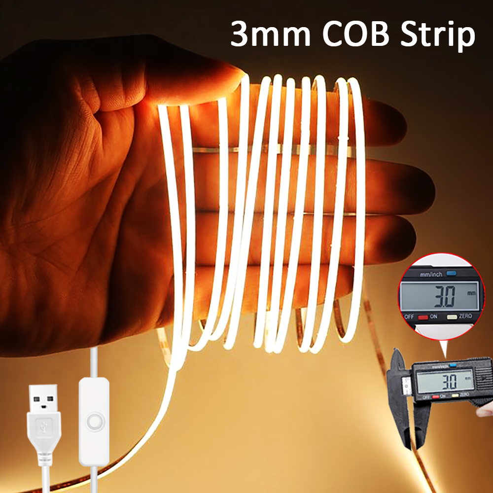 3mm超薄型LED COBストリップUSB 5Vフレキシブル - Kitchen Baking Cabinet のレビューと価格