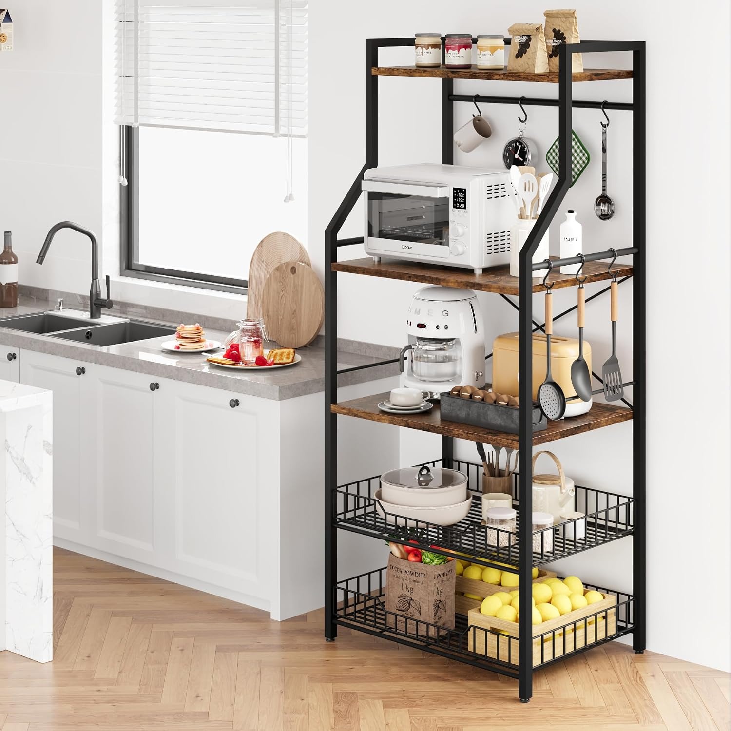 5段キッチンベーカーズラック、電子レンジスタンド付きコーヒー - Kitchen Baker のレビューと価格