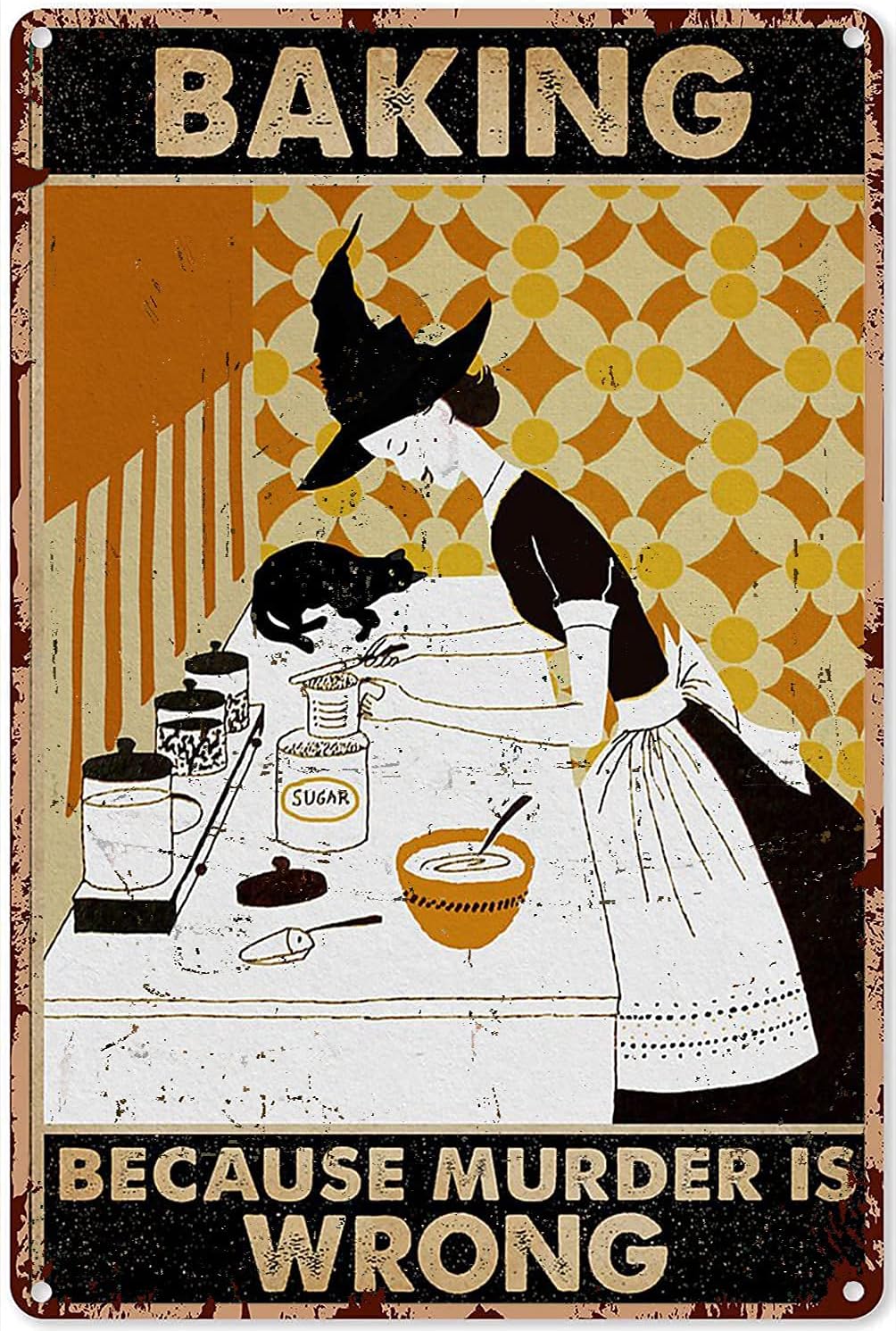 魔女が焼くようなおしゃれなキッチンサイン、黒猫「それは私がや - Kitchen Witch Baking のレビューと価格