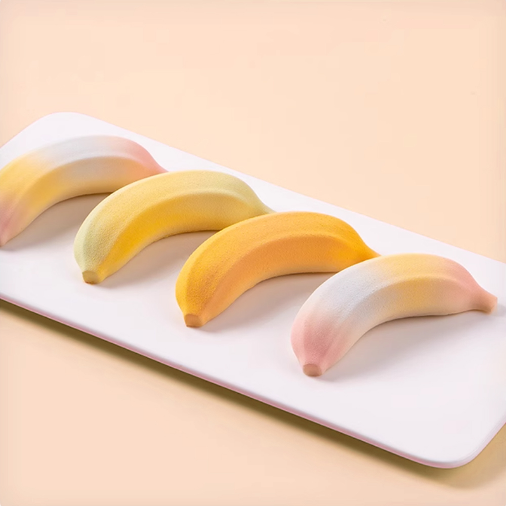 6 または 12 セルバナナデザインシリコーンケーキ型フレン - Baking Kitchen Design のレビューと価格