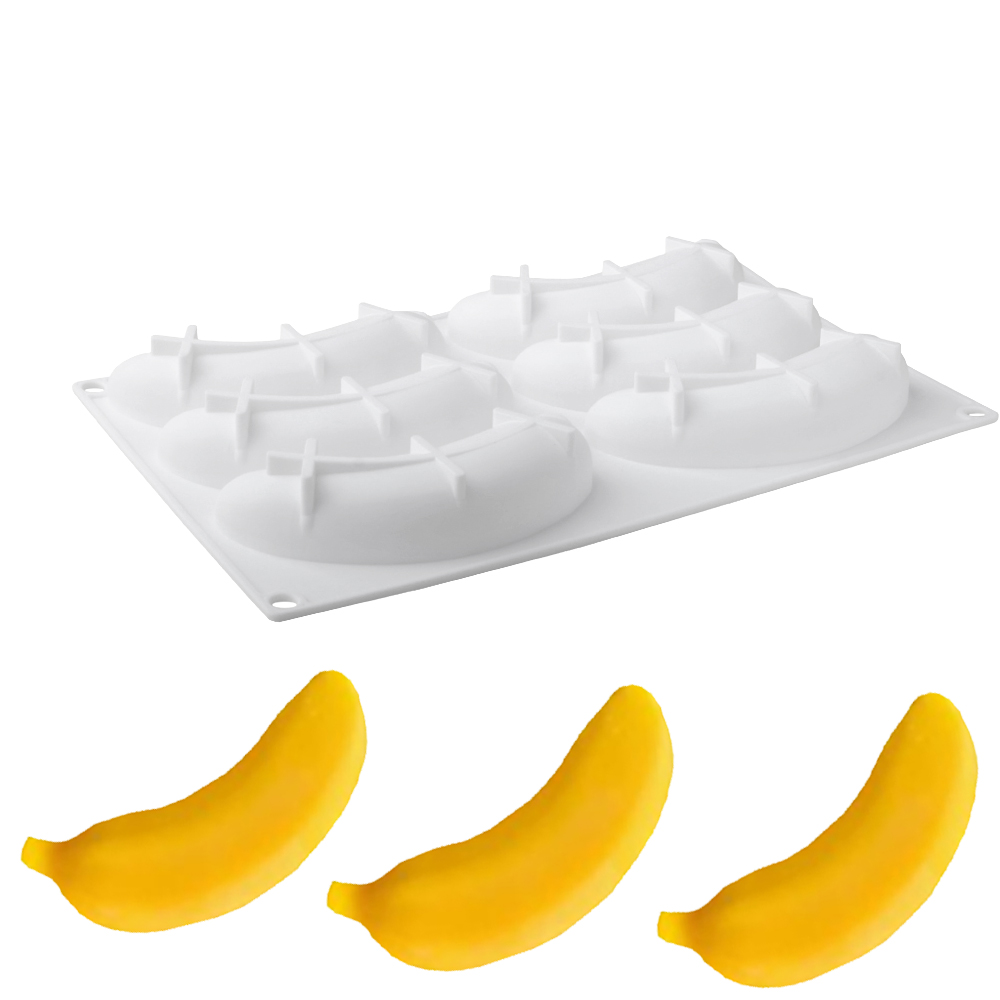 6 または 12 セルバナナデザインシリコーンケーキ型フレン - Baking Kitchen Design のレビューと価格