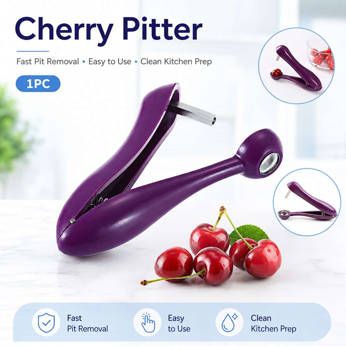 チェリーカーネルリムーバー ハンドヘルドチェリーピッターツー - Kitchen Baking Tools のレビューと価格