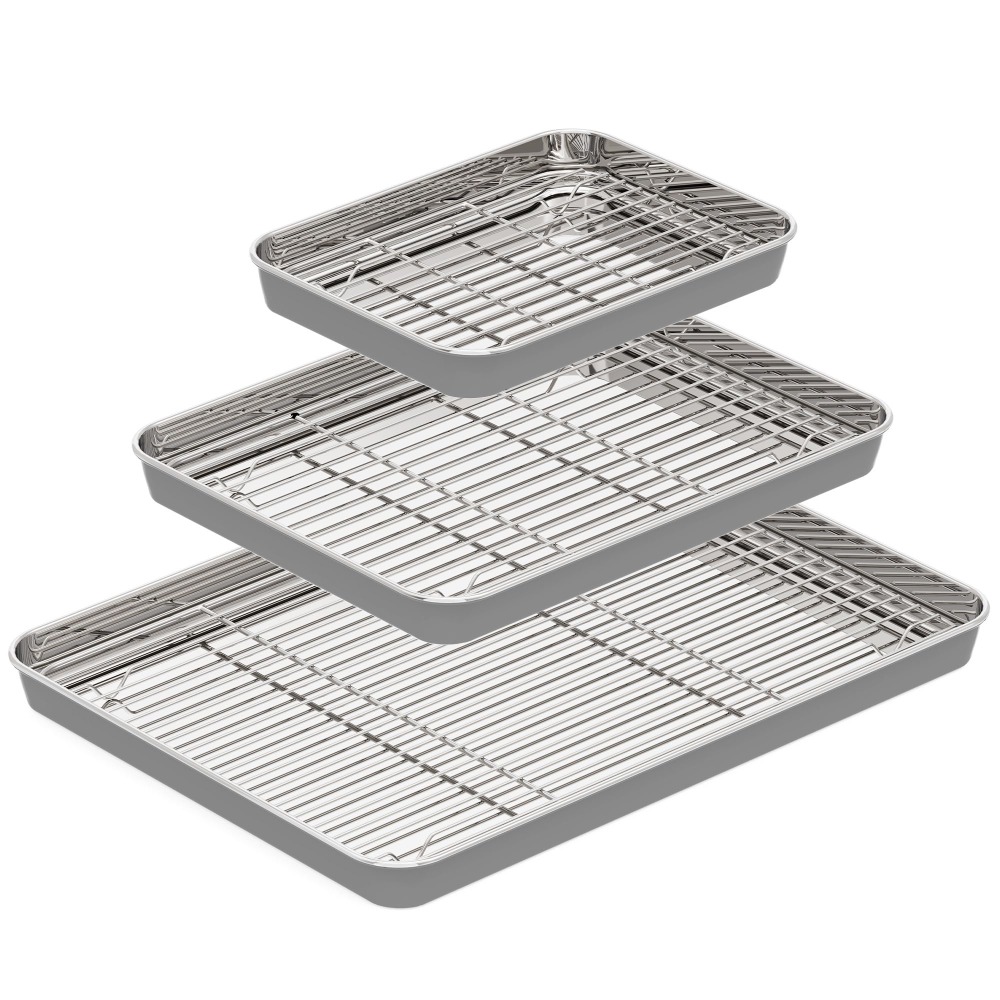 ワイヤーラック付きステンレス製ベーキングシート、均一加熱耐久 - Cooling Rack Wire のレビューと価格