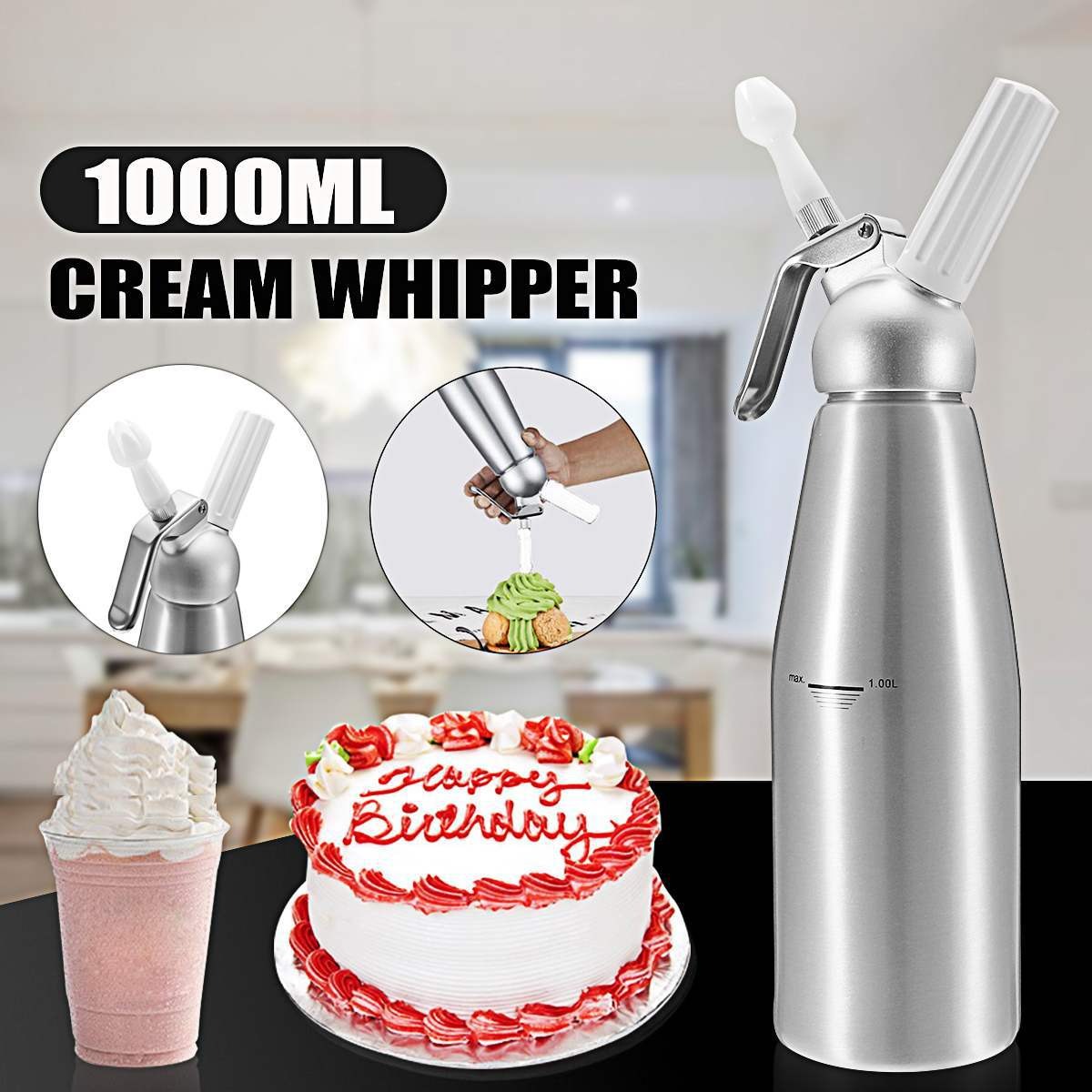 500/1000 ミリリットルクリームフォームガンケーキ配管 - Piping Bag Disposable のレビューと価格