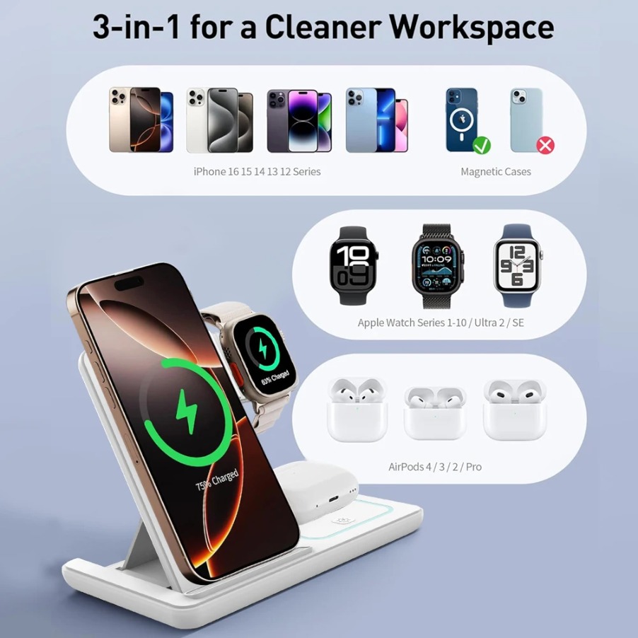 3in1折りたたみ式ナイトLEDライトワイヤレス充電スタンド - Cooling Rack Wire のレビューと価格