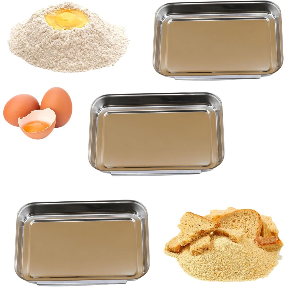3個セット ステンレス製調味料トレイセット 正方形フードサー - Kitchen Baking Station のレビューと価格